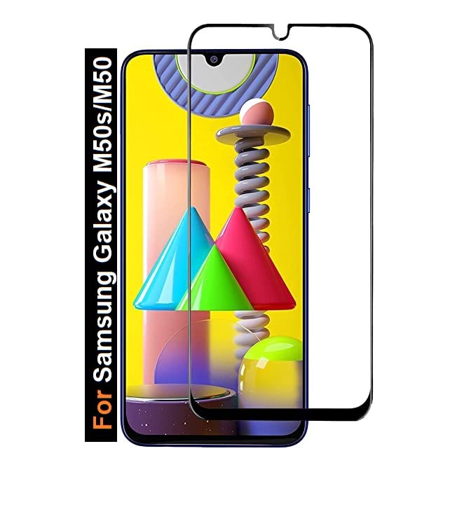 Image of Screen Protector for Samsung Galaxy M50S | M50 (Black) Tempered Glass Edge-to-Edge 6D Screen Guard With Installation Kit