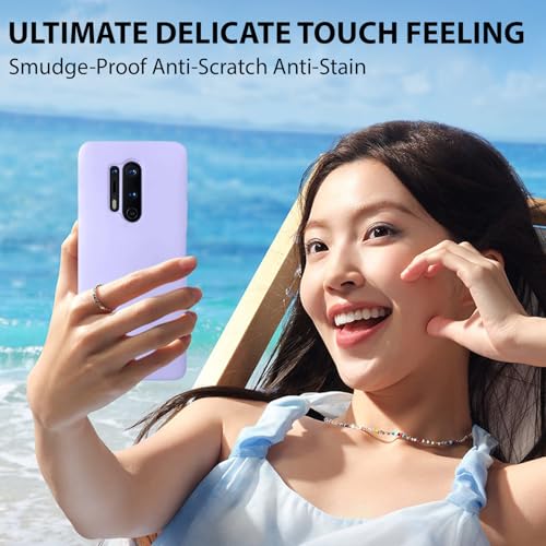 Image of LIRAMARK Liquid Silicone Soft Back Cover Case for OnePlus 8 Pro / 1+8 Pro (Lavender)