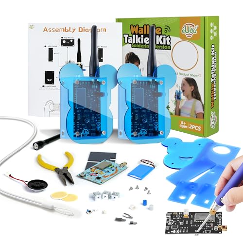 eUda+ STEM Walkie-Talkies Kit for 12-14 Sciience Kits for Kids Age 13-15 Teen Boys Gift Idea 16-18 Soldering Projects DIY Electronic Kits for 15-18 Family Games (Soldering Version, BTB)