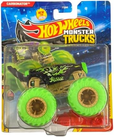Hot Wheels Monster Trucks Carbonator [Green] Freestyle Wreckers 9/11 (Includes Crushed Car) New for 2026! 1:64 Scale Diecast Toy Vehicle