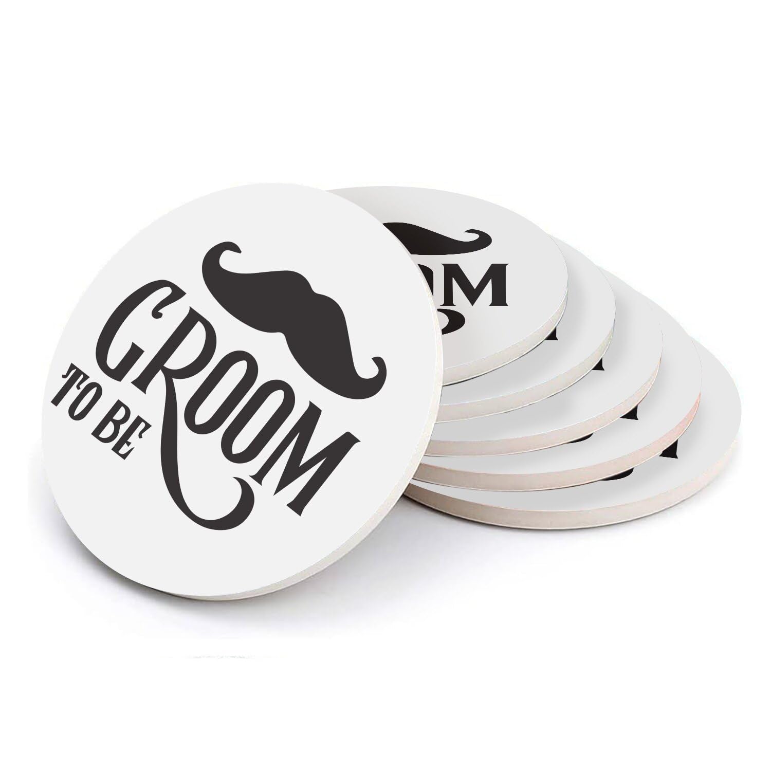 Sous-verre céramique haut de gamme au design Groom to Be Moustache et Papillon