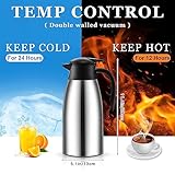 Norme 2 Pcs Thermal Coffee Carafe Insulated Stainless Steel Coffee Carafe for Hot Liquid Vacuum Thermal Pot Creamer Pitcher Dispenser with Brushes Keeping Hot Water Milk(Silver,68 oz)