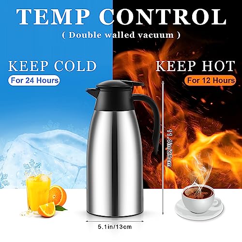 image for Norme 2 Pcs Thermal Coffee Carafe Insulated Stainless Steel Coffee Car
