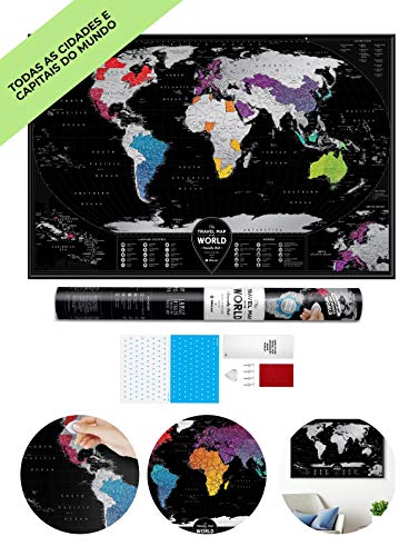 Mapa Mundi Raspar Viagens - Mapa de Raspadinha - Silver XXL