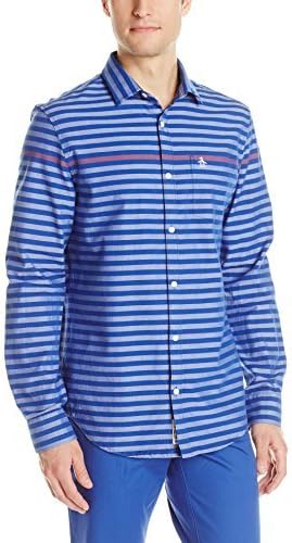Original Penguin Men's Engineered Stripe Long-Sleeve Woven Shirt