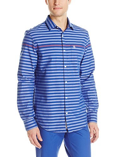Original Penguin Men's Engineered Stripe Long-Sleeve Woven Shirt