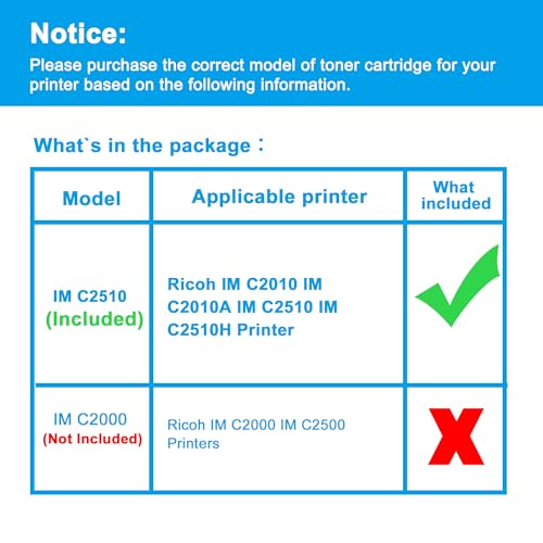 Image of LCL IM C2510 Toner Cartridge Replacement for Ricoh 842554 842557 842556 842555 for Ricoh IM C2010 IM C2010A IM C2510 IM C2510H Printer (4-Pack KCMY)