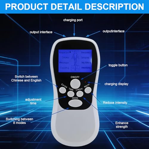 KBIBCK Simulateur de douleur périodique - Simulateur de travail - Appareil de stimulation contre la douleur - 8 modes - 8 patchs - 15 niveaux réglables - Massage pour bras, jambes, dos - Plus de – vue 3