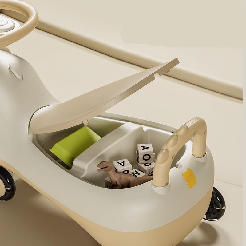 Samochód na biegunach, Wiggle Car Ride On Push z gładkimi kołami siedzisko do przechowywania krokodyl na biegunach przesuwana zabawka wewnętrznej huśtawki zewnątrz karty(Gelb,Flash wheel)