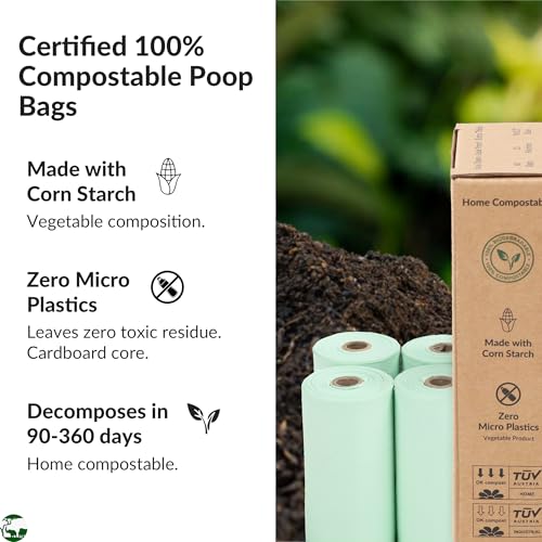 Image of 100% Compostable & Biodegradable Dog Poop Bags Leak-Proof and Extra Thick Light Green Dog Bags Pet Waste Bags for Big and Small Dogs - Unscented - Planet4Life (Pack of 240)