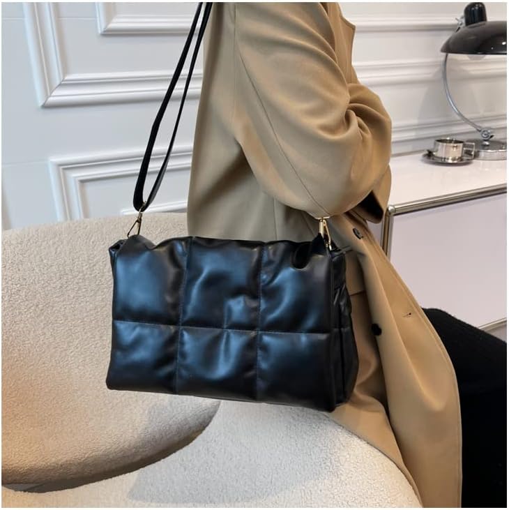 Miniatura 3 de Bolso cruzado acolchado de moda para mujer, correa de cadena ajustable, bolsa de hombro acolchada con cassette, bolsa de hombro hinchada