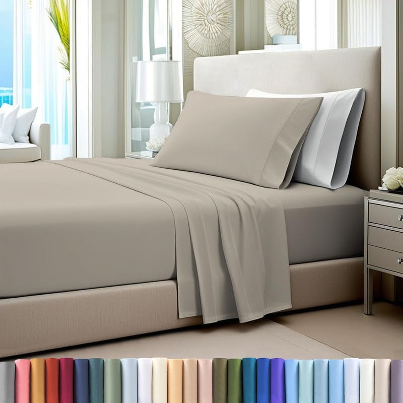 Pizuna - Ropa de cama de 100% tejido de satén de algodón de fibra larga de 400 hilos (juegos de sábanas, juego de funda).