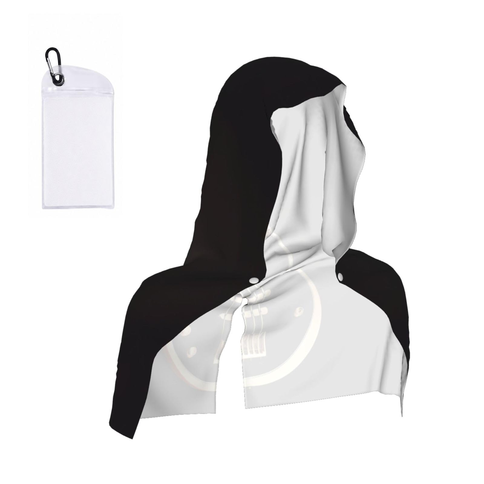 CNTDBU Black Guitar Cooling Towel Hooded-Instant Chill Neck Cover for Sports, UV Cooling Rag for Running Gym