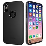 TKKOK iPhone X Case Black, iPhone 10 Case, Slim Hybrid Cushion Scratch Resistant Shockproof Hard Back Protective Cover for Apple iPhone X / 10 Phone 2017