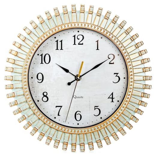 12" Retro Wall Clock, Silent Non Ticking Round Clock, Aqua Battery Operated Quartz Clock, Plastic 2