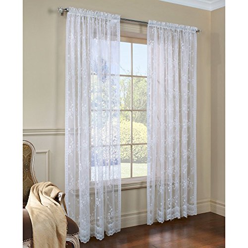 Common Wealth Home Fashions Mona Lisa Lace Window Panels, 56 By 63-Inch, White #TOP1
