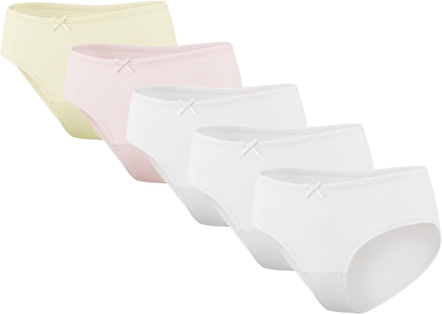 Stelle Girls Underwear Cotton Brief Toddler Breathable Soft Panties 5 Pack | Underwear for Girls Design with Cute Bow, Stretchy Waistband, Breathable Double-Layer Gusset for School Play, Everyday Wear