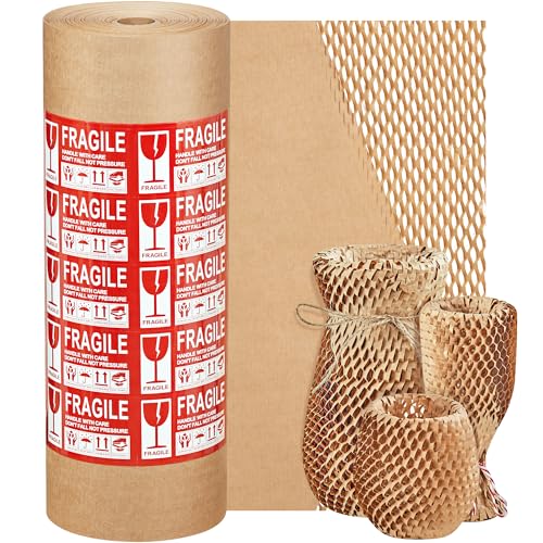 JARLINK Honeycomb Packing Paper, 15" x 328' Bubble Wrap Roll for Packing