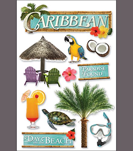 Paper House Productions STDM-0044E 3D Cardstock Stickers, Caribbean (3-Pack)