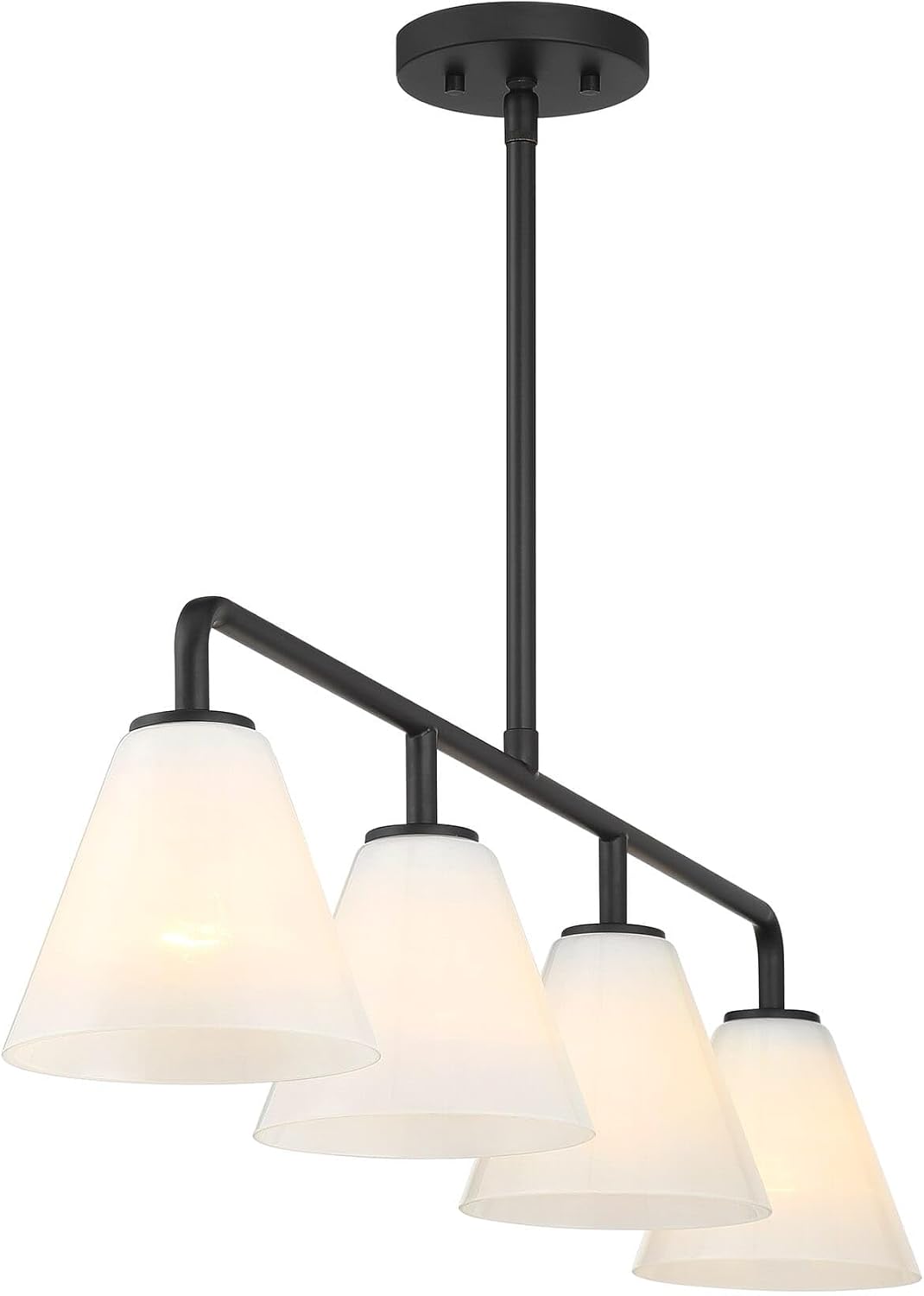 Savoy Essentials 1-4014-4-89 Blair Strie Glass Linear Chandelier, 4-Light 240 Total Watts, 9" H x 6" W, Matte Black