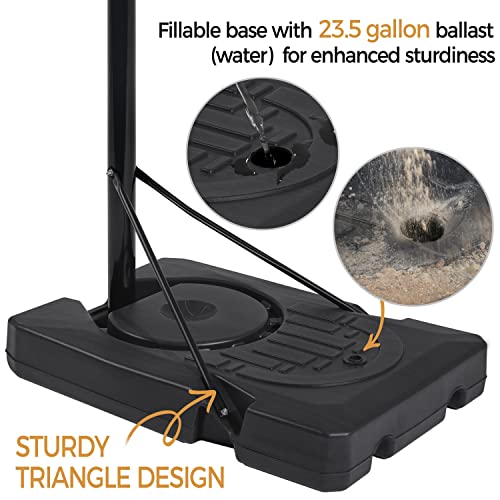 Yaheetech Portable Basketball Hoop Height Adjustable 7.6-10ft Basketball Goal System with 44 Inch PE Backboard and 2 Wheels Black/Orange by Yaheetech - Image 7