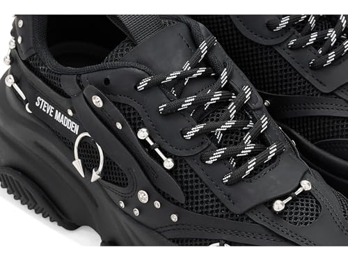 Image of Steve Madden Women's Possession Sneaker, Black Piercing, 7.5
