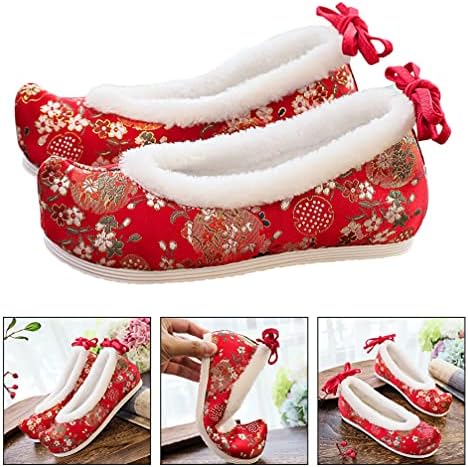Generic 1 Pair Embroidered Shoes Women Shoes Chinese Style Flat Shoe Hanfu Cloth Shoes, Red, 7 | Image 5