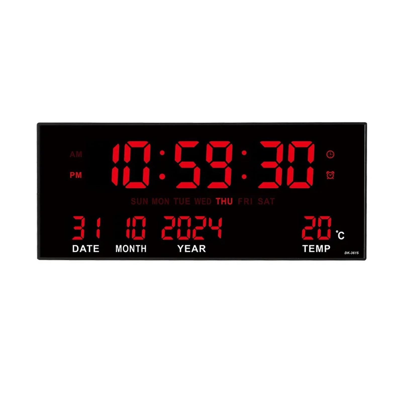 14'' Digital Large Wall Clock Alarm Temperature Date Calendar Display(Red)