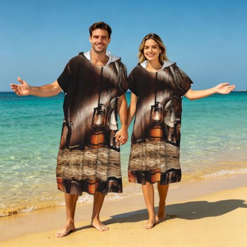 Poncho à capuche pour surf et plage avec serviette microfibre intégrée - 7