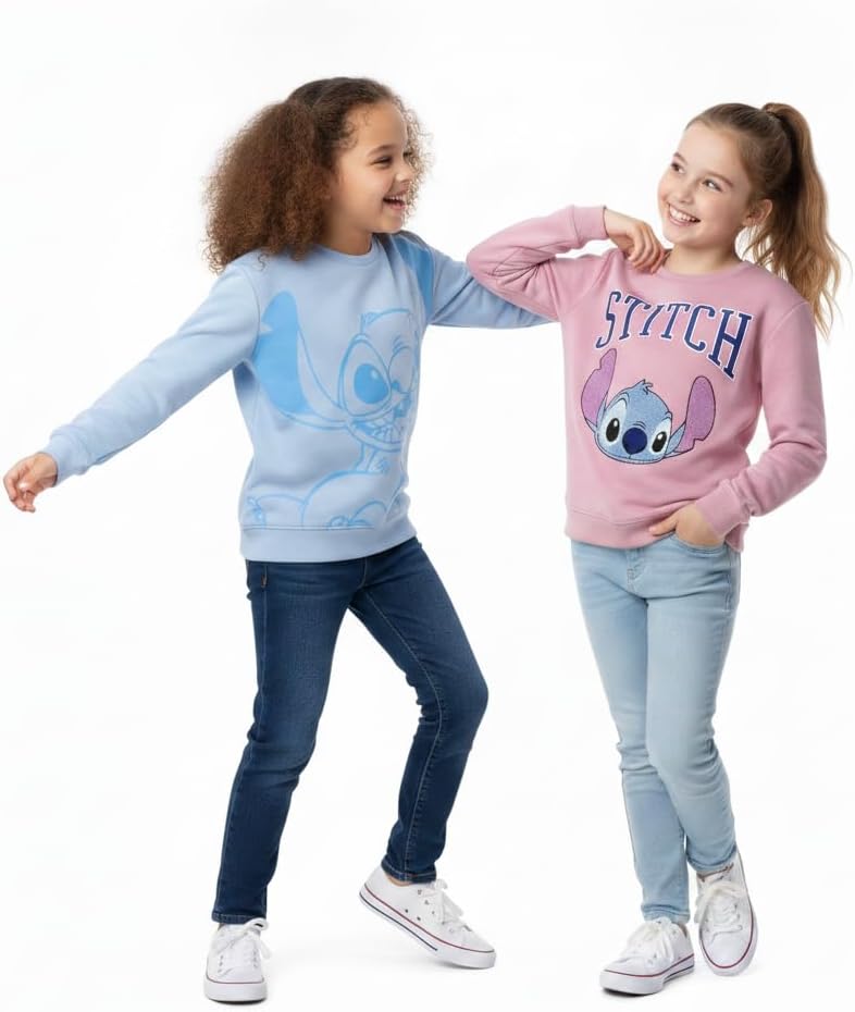 Disney Lilo & Stitch Girls Graphic Fleece Crewneck Sweatshirt, Sizes 4-16