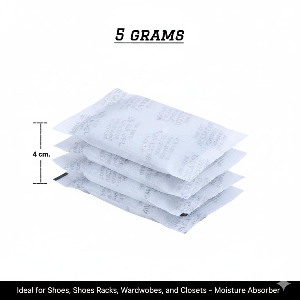 KDeX Silica Gel 5gm Pouch 100 pcs Pack, Silica Gel 500 Grams Pack, Dehumidifier Moisture absorbents 3
