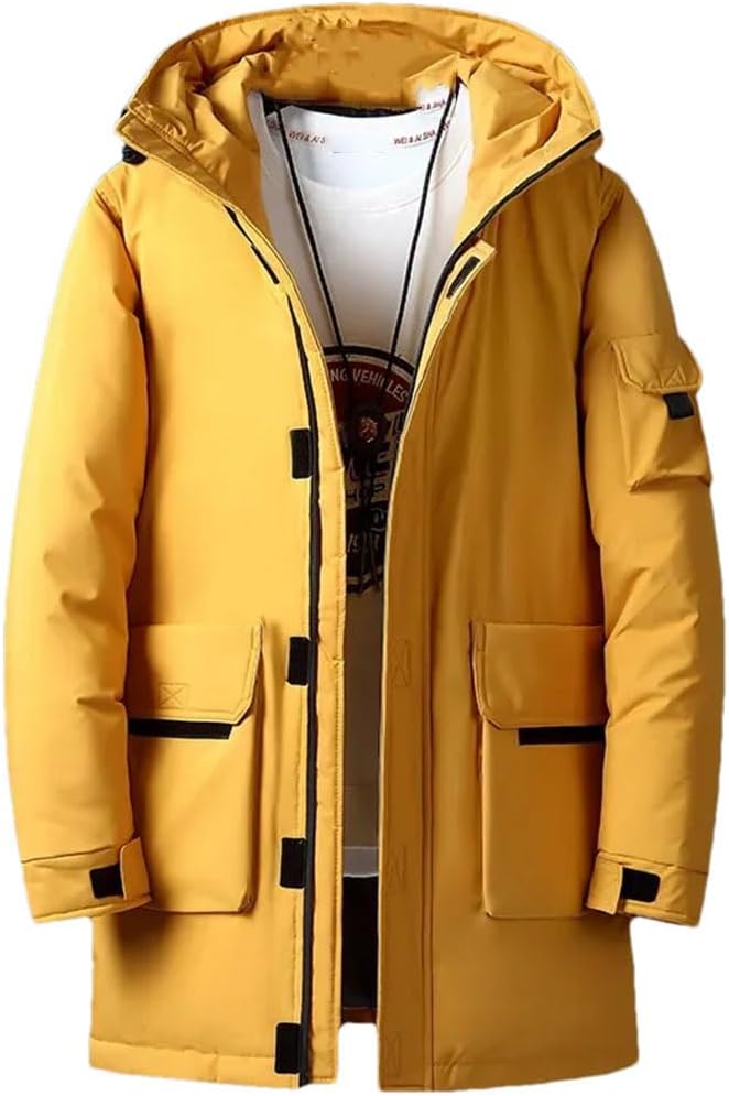 Haitpant Winter Men White Duck Jackets Warm Hooded Long Down Jackets Autumn Casual Parka Black Fluffy Coat