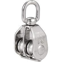 Double Pulley M15 Steel Wheel Block Heavy Duty Pulley Roller Loading 304 Stainless Silver