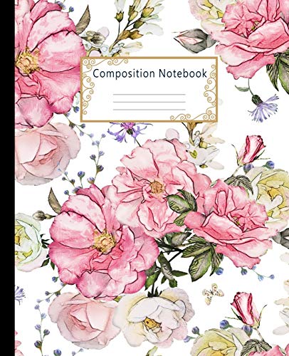 Composition Notebook: Wide Ruled Lined Paper Notebook Journal: Watercolor Pink Roses Workbook for Boys Girls Kids Teens Students for Back to School and Home College Writing Notes