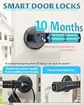 Smart Door Lock Fingerprint, Keyless Entry Door Lock, Black | Door Locks for Bedrooms, APP/IC Cards/Codes/Keys/Fingerprints Biometric Door Lock with Bluetooth for Home Hotel Apartment