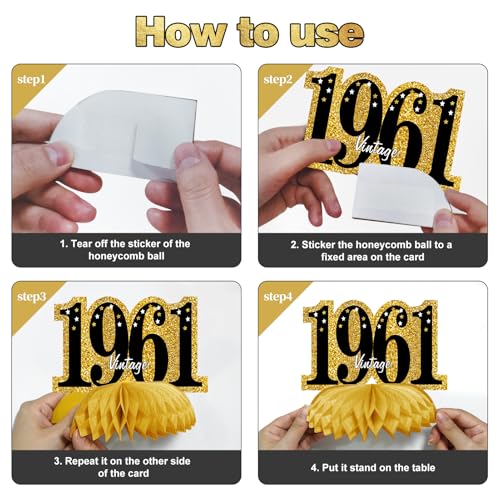 Image of Kuxriox 11Pcs 65th Birthday Decorations Kit for Men Women, Black Gold Happy 65th Birthday Banner, Awesome Since 1961 Centerpieces Swirls Party Supplies, 65 Bday Banner Ceiling Table Topper Sign