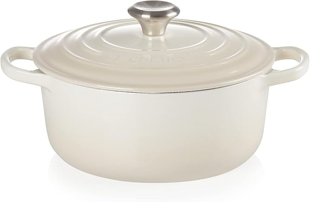 Le Creuset Signature Enamelled Cast Iron Round Casserole Dish With Lid, 20 cm, 2.4 Litres, Meringue, 21177207164430