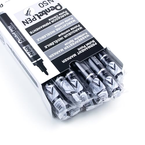 Pentel marqueur permanent noir pointe ogive 4.3 mm en boîte de 12