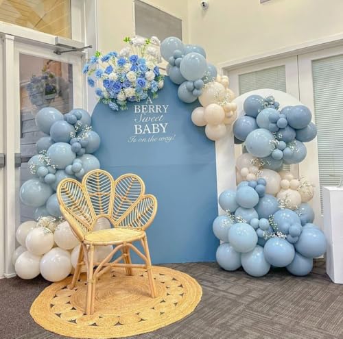 KONPON Blue Arched Backdrop Cover A Berry Sweet Baby is on The Way Theme Stretchy Arched Stand Covers for Girls Baby Shower Party Decorations (Only Cover No Stand!) by KONPON - Used condition - Image 5