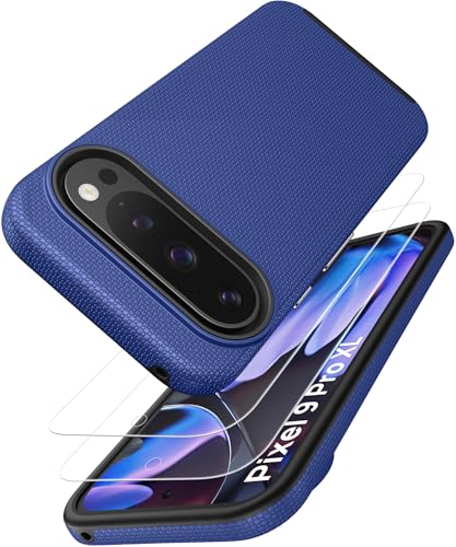 Vihibii for Google Pixel 9 Pro XL Case, [Double Layer Drop Protection] with 2X Screen Protector, Shockproof Silicone Inner Case & Rugged Outer Cover Phone Case for Google Pixel 9 Pro XL 2024, Blue
