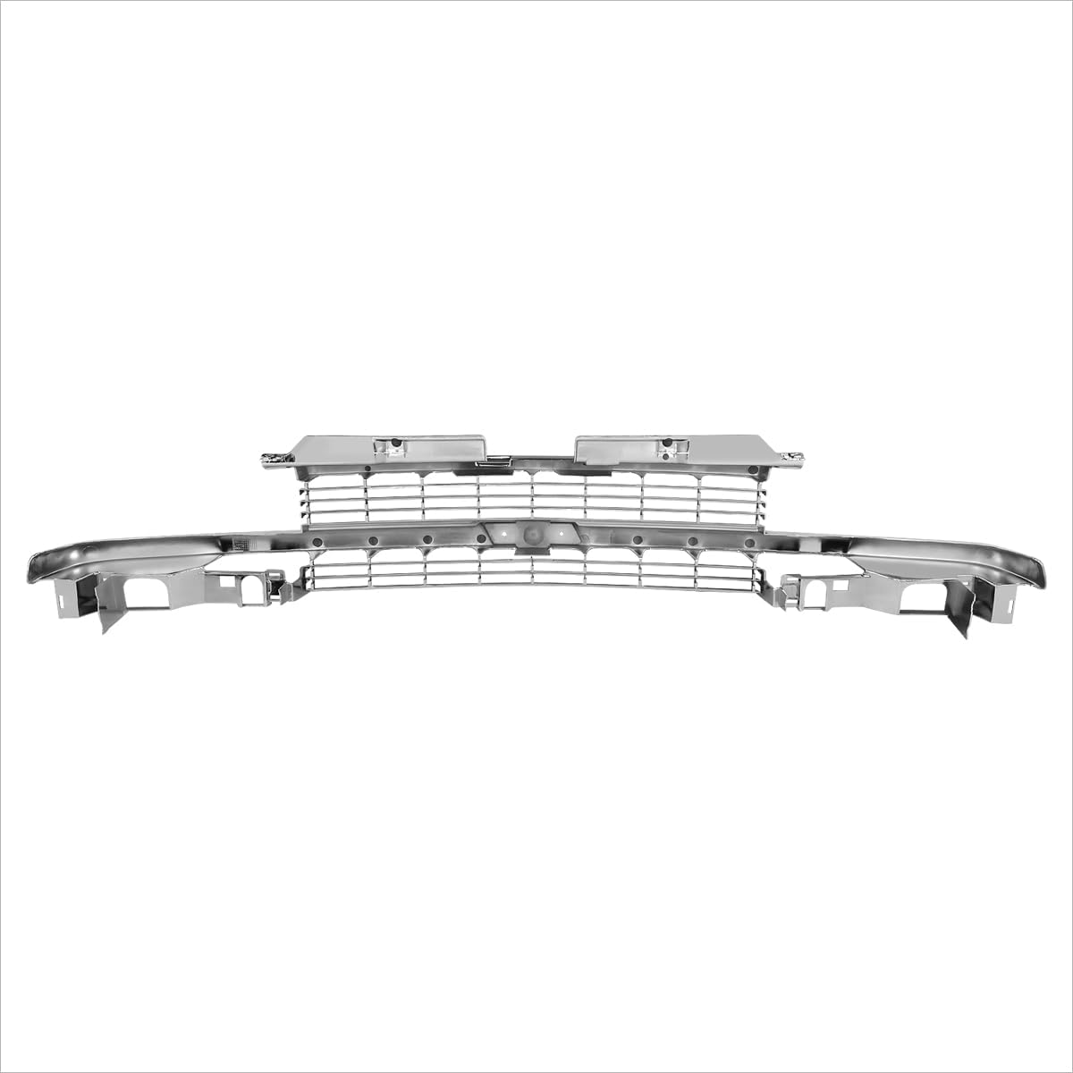 Factory Style Horizontal Slats Front Bumper Grille Grill Compatible with 98-99 Chevy Blazer S10,Black/Chrome