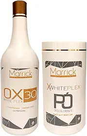 Kit Água Oxigenada 9% 30 Volumes 900ml e Pó Descolorante Whiteplex Ultra Rápido Marrick Professional 500g