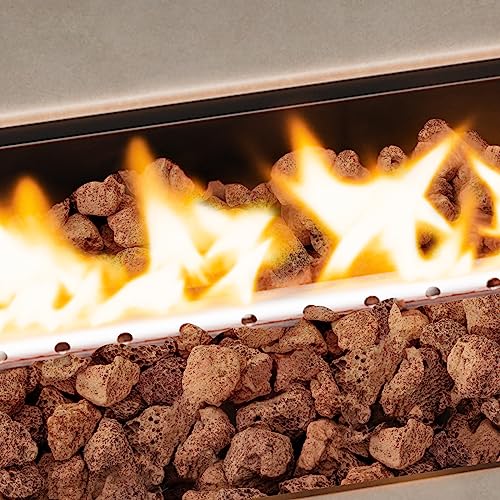 Cosiest 56-Inch X 28-Inch Outdoor Propane Fire Pit Coffee Table W Concrete Rectangle Base, 50,000 Btu, Free Lava Rocks And Raincover, Fits 20Lb Tank Outside(Gray) #TOP5