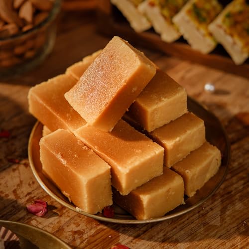Image of ASHA SWEET CENTER Handcrafted Mysore Pak (500G) | Made With Pure Desi Ghee | Melts In Mouth | Special Indian Mithai | Delicious & Healthy Exclusive Sweets Gift Box | Traditional Taste of Mysuru