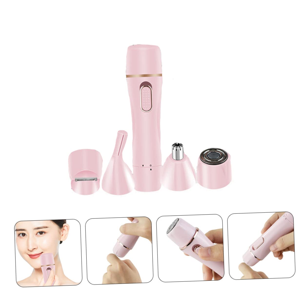2juegos Afeitadora Eléctrica Multifuncional Para Mujer Recargable Portátil y Cómoda Para Depilación Facial y Corporal Usb Diseño Rosa