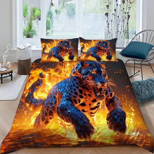 Housse de couette léopard de qualité supérieure 260x220cm avec fermeture éclair