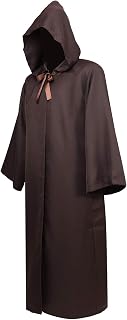 Zhitunemi Mens Halloween Costumes 2025: Medieval Friar Priest Monk Robe Hooded Cloak - Men Wizard Sorcerer for Theme Party