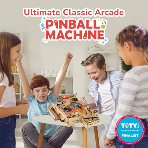 Image of Smartivity DIY Pinball Machine STEM Toy for Kids Ages 8 9 10 11 12 13 14 | Wooden Construction Kit | Pinball Machine for Kids 8-14 | Birthday Gift Boys Girls | Family Party Game