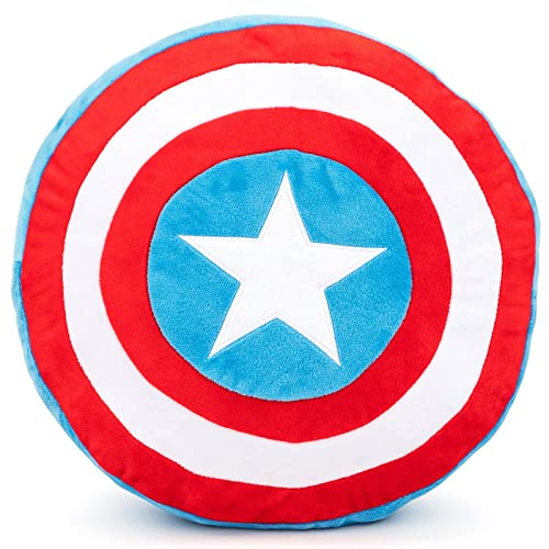 Jay Franco Marvel Avengers Bouclier Captain America, Coussin decoratif - 30cm de Large - 100% Polyster Super Doux