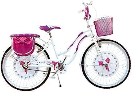 BICI BICICLETTA FIOCCO BIANCO ROSA TAGLIA 24\
